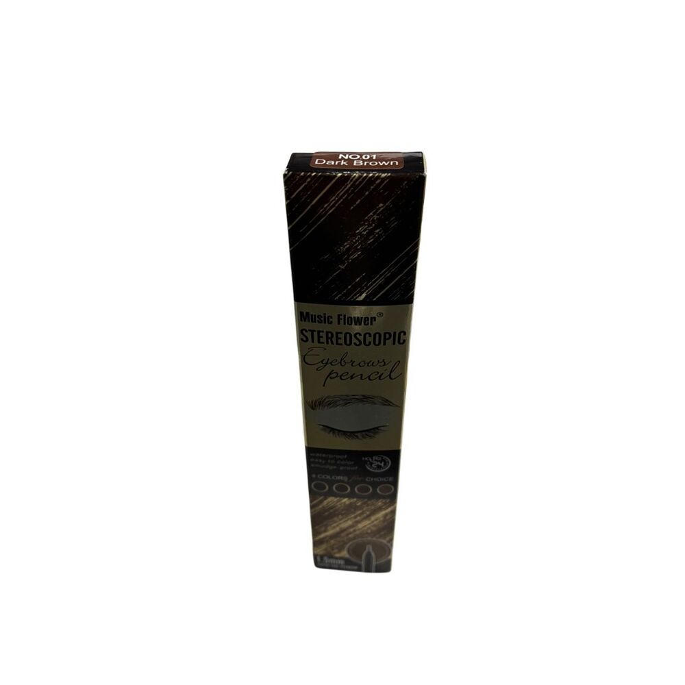 Music Flower‎ Stereoscopic Eyebrow Pencil NO01 Dark Brown Waterproof NIB